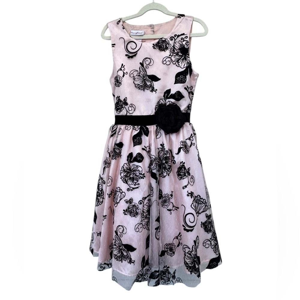 Younghearts Pink Tulle Dress with Velvet Floral Overlay size 10 - Picture 5 of 10